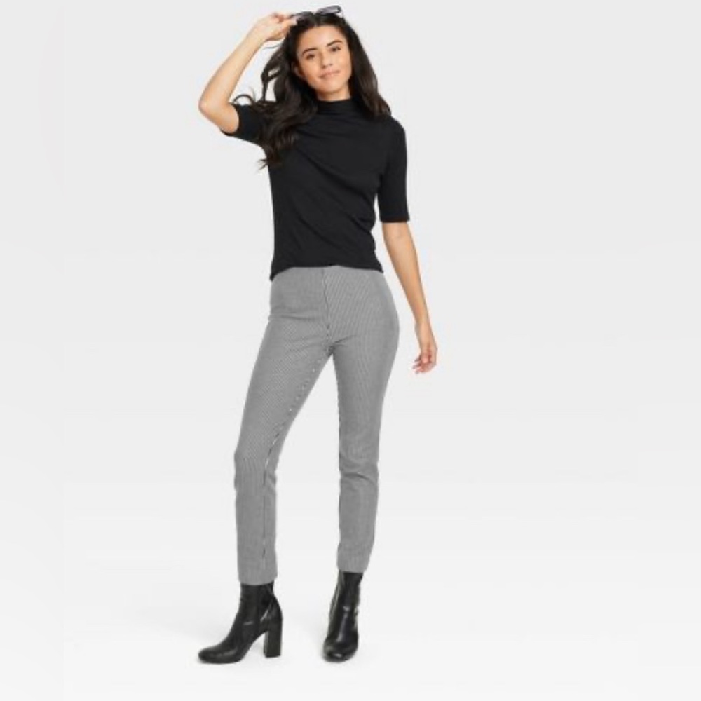 Women's High-Rise Slim Fit Bi-Stretch Ankle Pants - A New Day -black/white size6